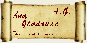 Ana Gladović vizit kartica